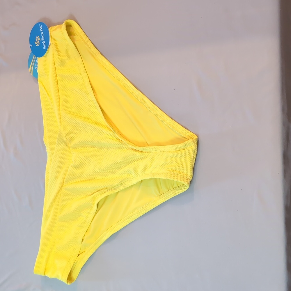 NWT Women's Size 3X Sol Borne High Waisted Bright Yellow  Bikini Bottoms